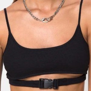 Motel Rocks Black Buckle Strap Super Cotton Crop Top